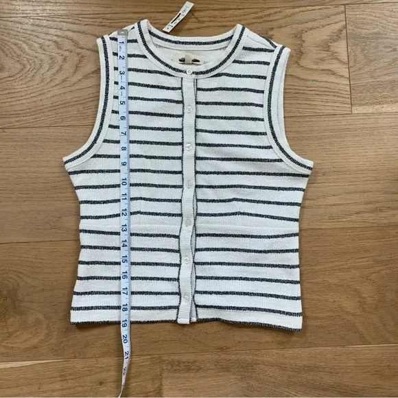 New Madewell Dark Gray and White Striped Button Down Shirt XS - Picture 8 of 11